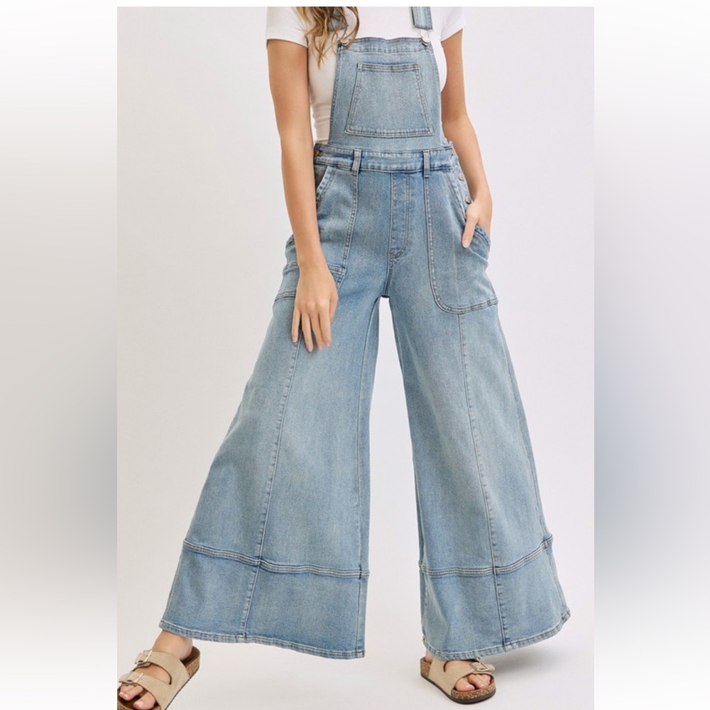 Women's Light Blue Denim Overalls - Picture 4 of 11